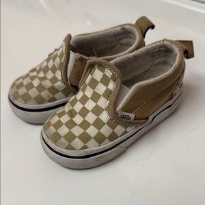Vans Kids Checkerboard Slip-On Shoes - Tan